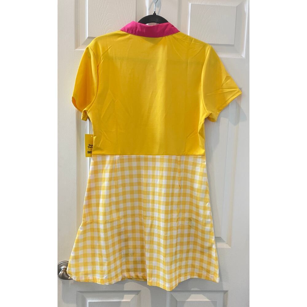 Unique Vintage X Smiley Yellow Gingham Mini Dress with Flowers #47 - Picture 10 of 10